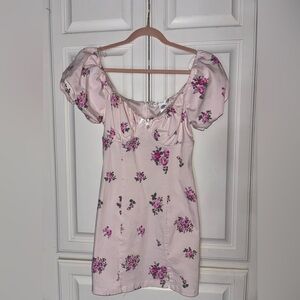 Altar'd State Blush Pink Floral Puff Sleeve Top